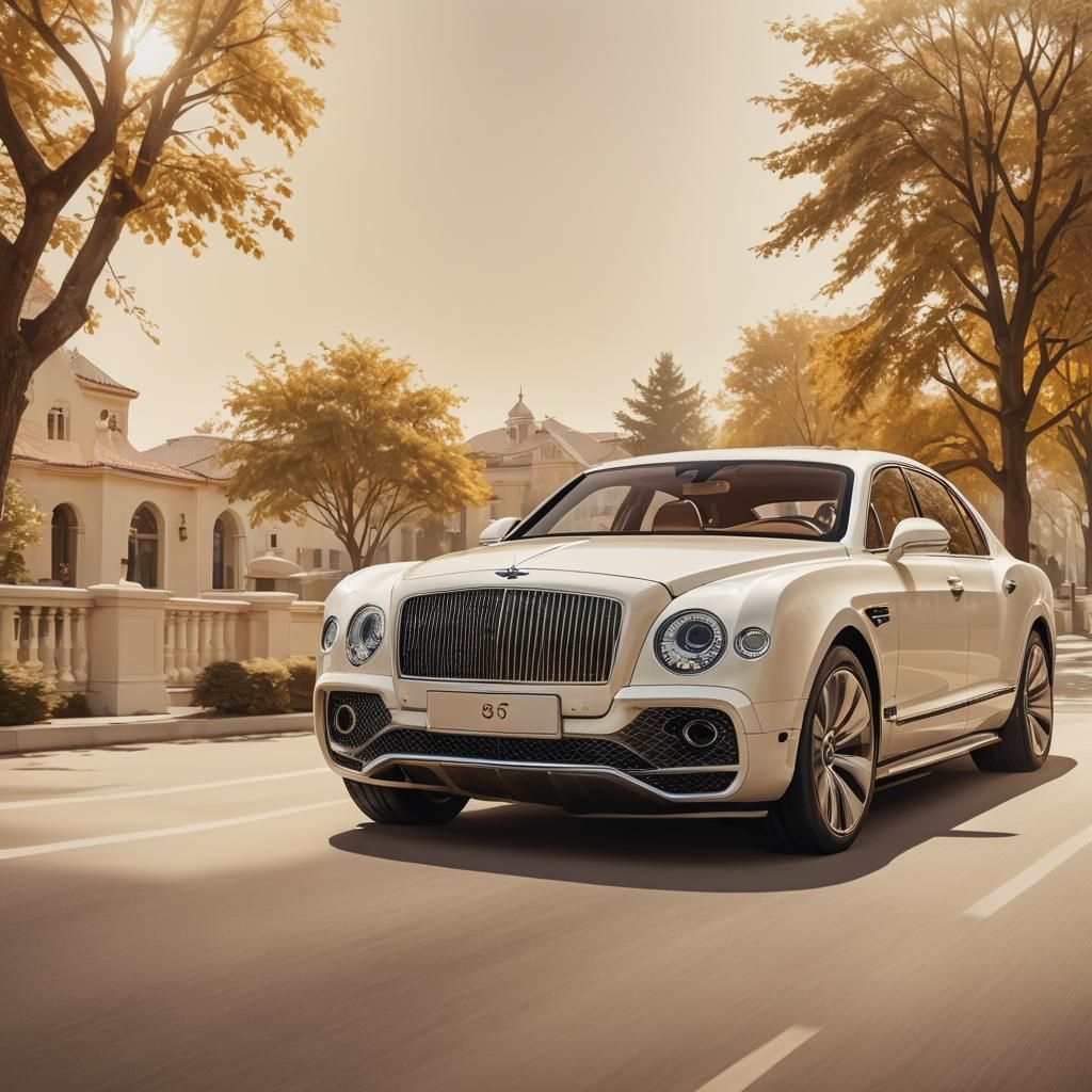 Surreal Luxury Bentley in Elegant Creamy White, with Intrica...
