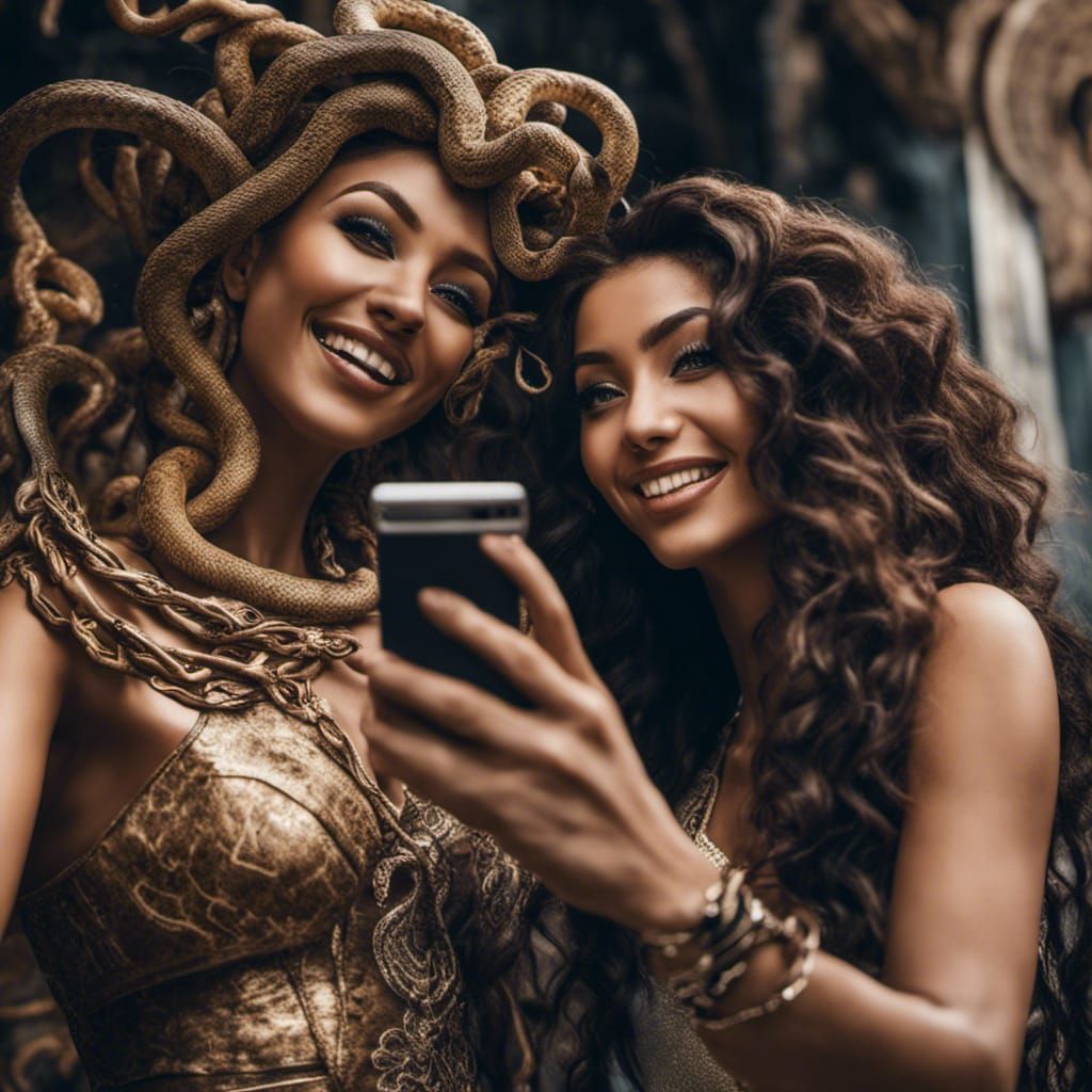 Selfie with Medusa  by @Quinlys