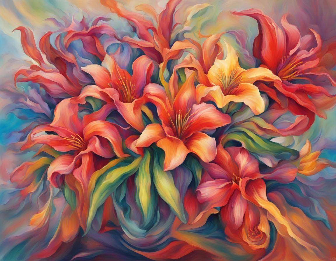 My Painted Lilies - AI Generated Artwork - NightCafe Creator