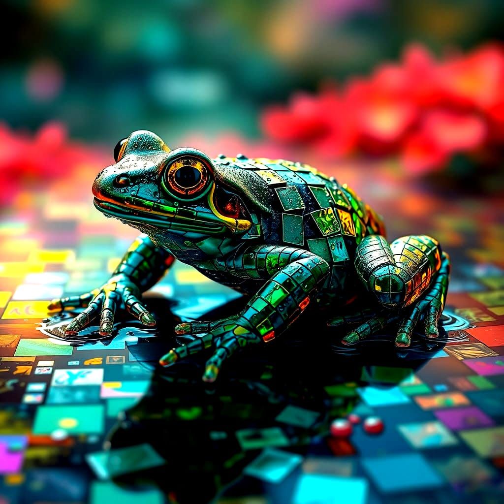 Square-Tiled Frog  by @mathy_art_girl_305