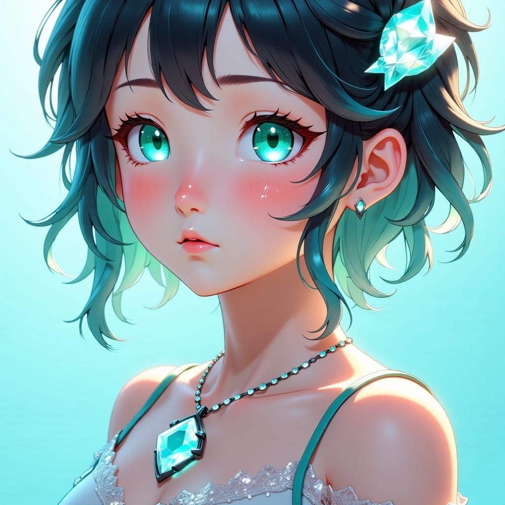 <lora:Anifutronica Fx:1.0>, cute anime girl with freckles, detailed head and shoulders portrait, featured on pixiv, kawaii, lofi, anime art,...