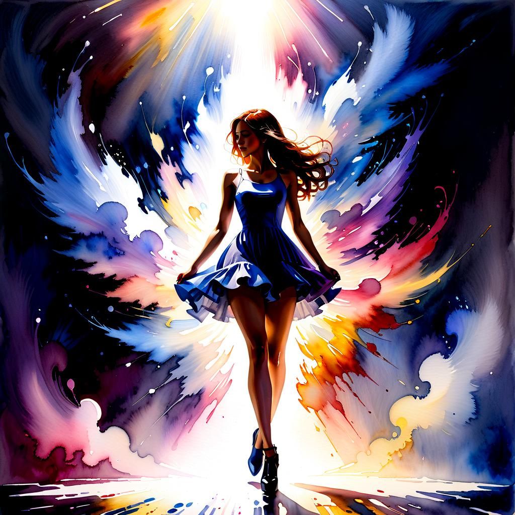 Romantic Watercolor Portrait of a Beautiful Girl