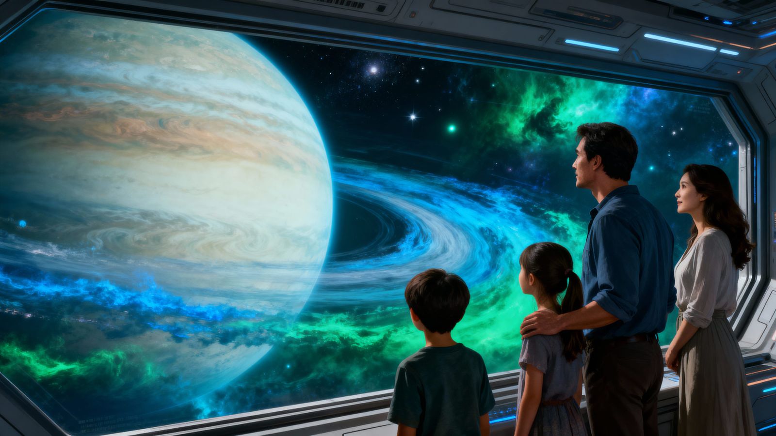 Year 2320, Born of New Júpiter rings, from the "Nova One" space station. (Future Memories –  Daily Challenge #1100: Oct 17, 2025)  by @Red