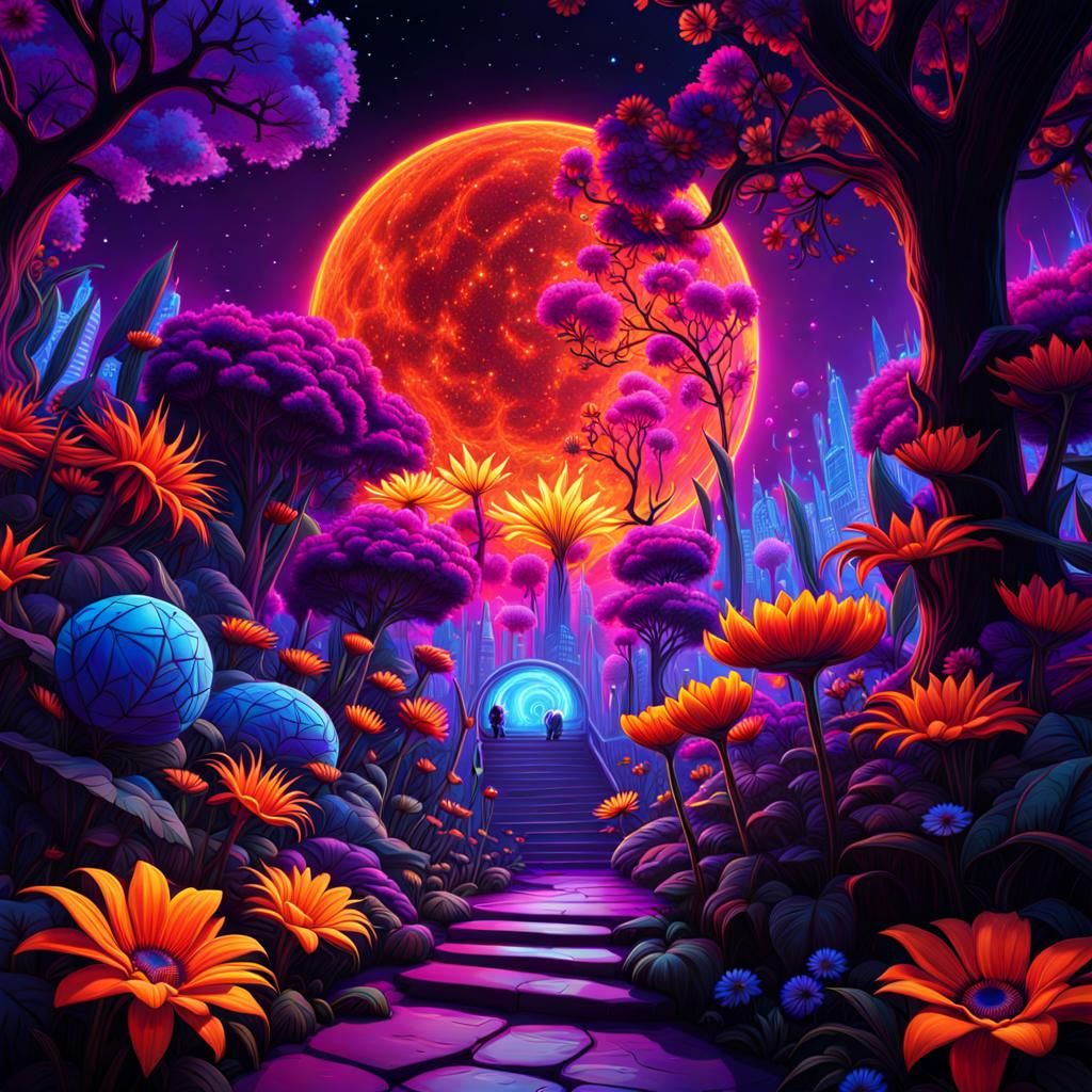 Black light art gives a nature filled path to the cosmos  by @Dave