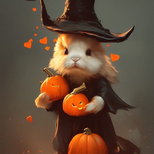 Whimsical Rabbit Witch in Hyperrealistic Art
