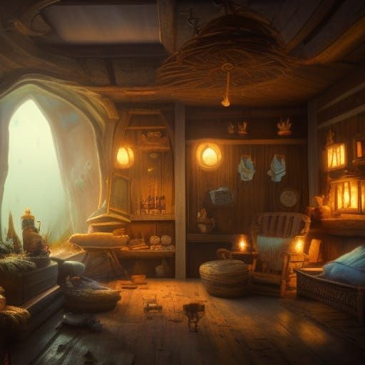 Cozy Fantasy Cottage Deep Within the Ocean's Depths