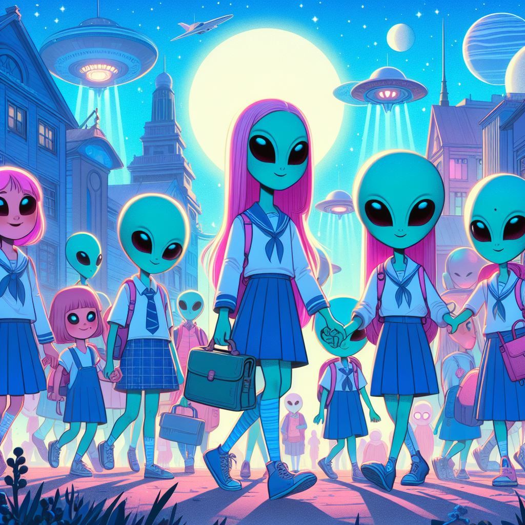 Alien schoolgirls.