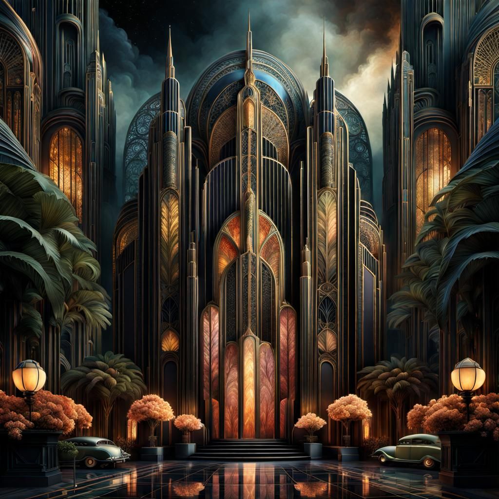 Epic Art Deco Masterpiece with Intricate Details and Complex...