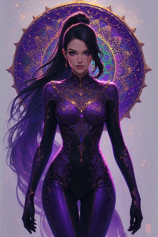 Catsuit in Purple and Black