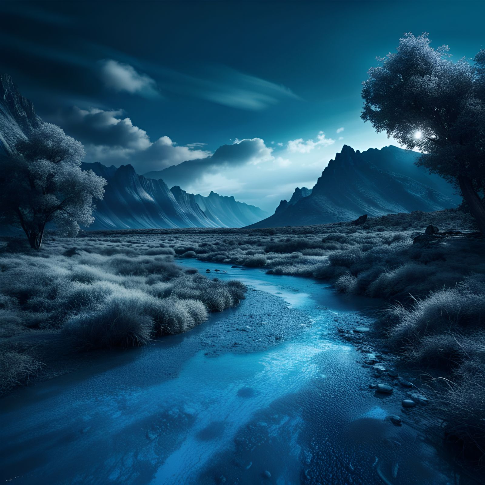 a beautiful blue landscape intricate details, HDR, beautifully shot, hyperrealistic, sharp focus, 64 ...  by @Patsy 