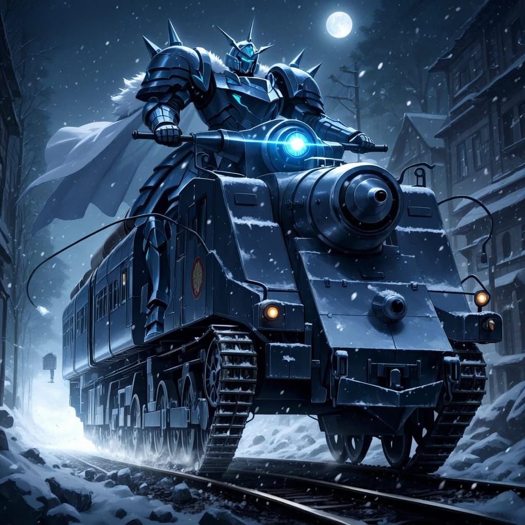 Frost mecha driving armored train