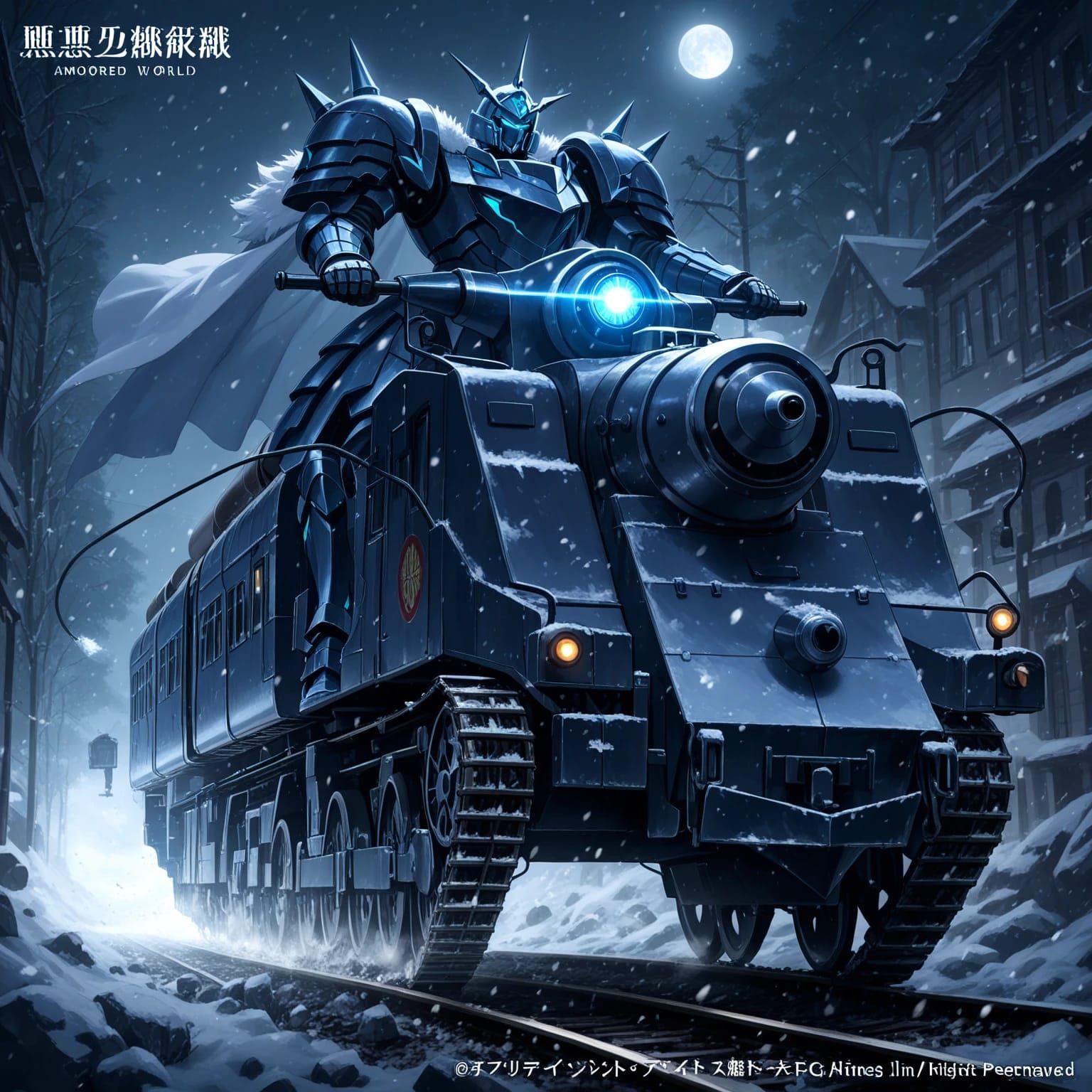 Frost mecha driving armored train