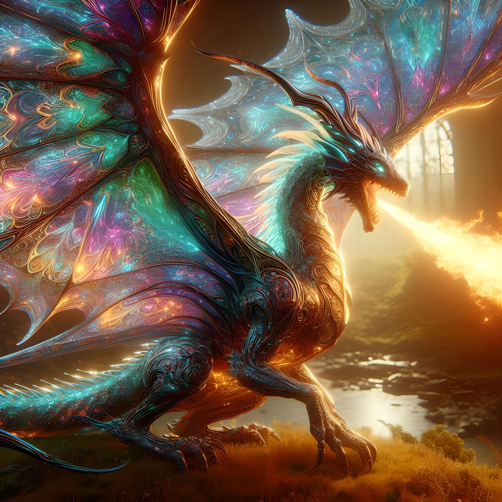 Dragon breathing fire 💙