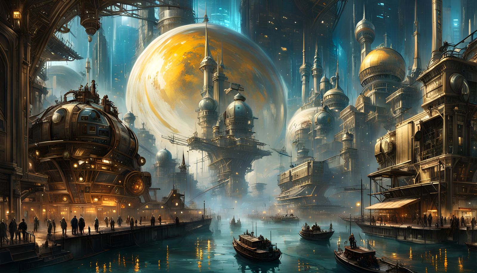 a Steampunk sci-fi, utopia - AI Generated Artwork - NightCafe Creator