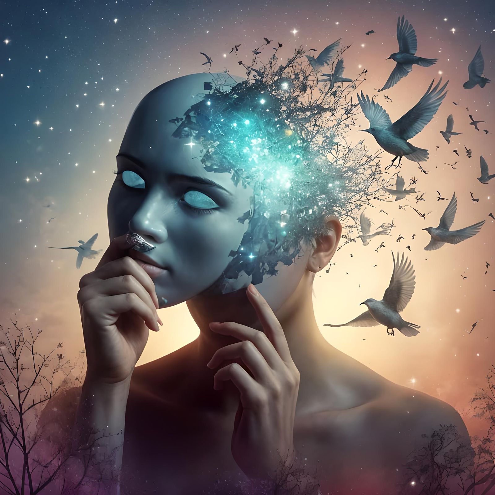 A head full of birds