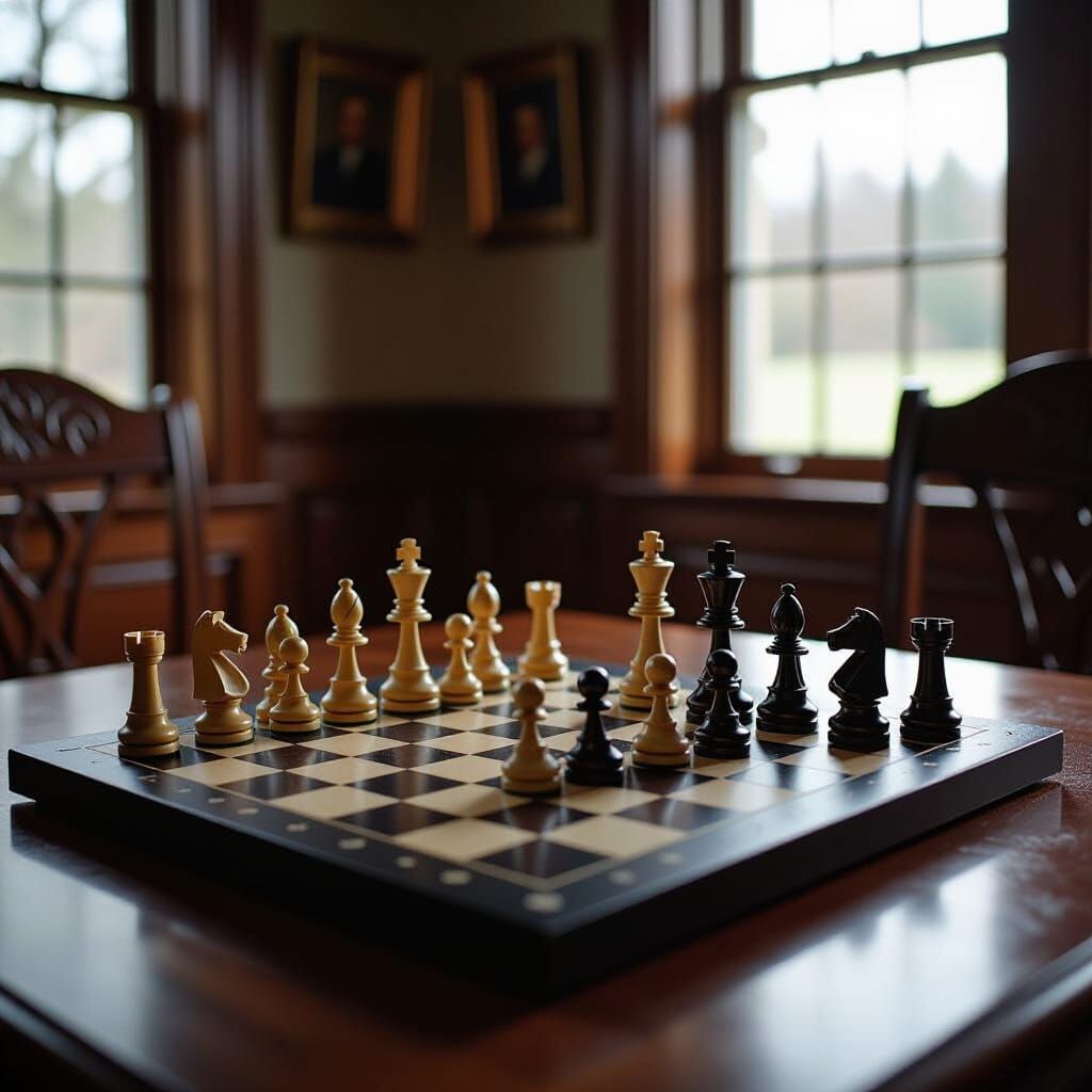 Sleek Chessboard Mid-Game in Natural Light