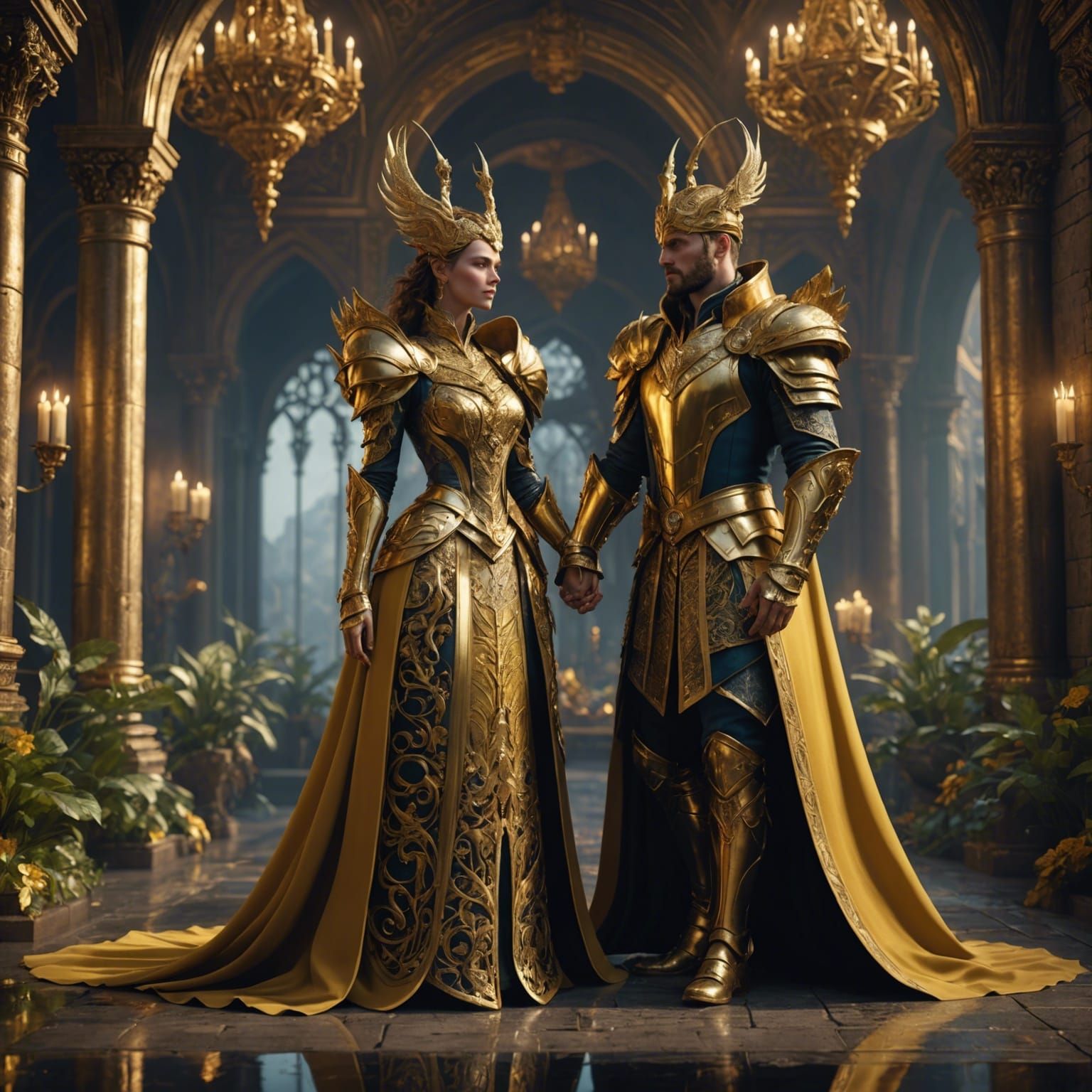 Golden Lovers in a Fantastical Realm