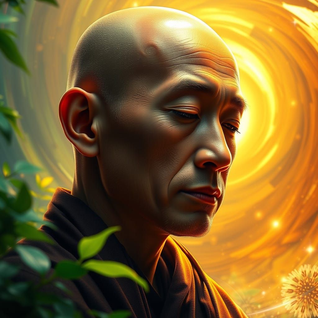 A Zen Monk Lost in Serene Contemplation