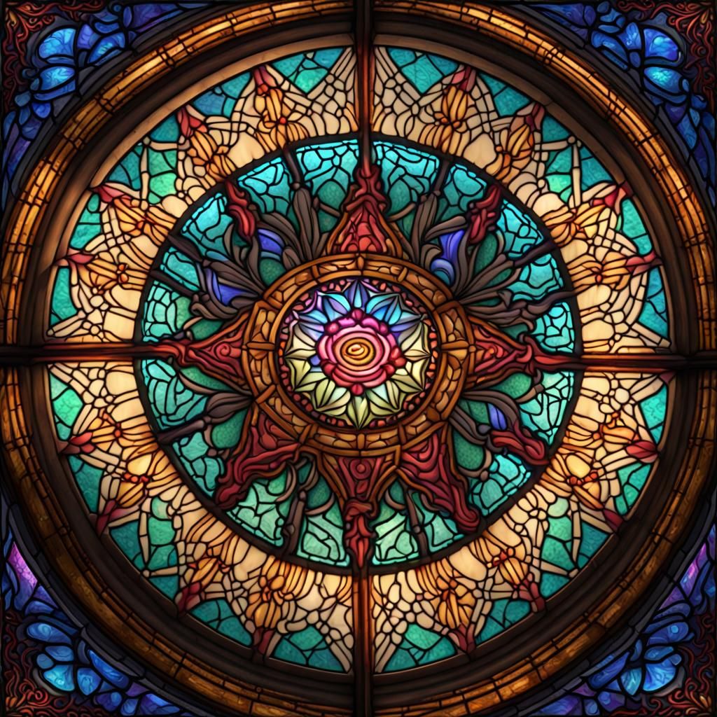 Stained Glass Rosette Mandala - AI Generated Artwork - NightCafe Creator