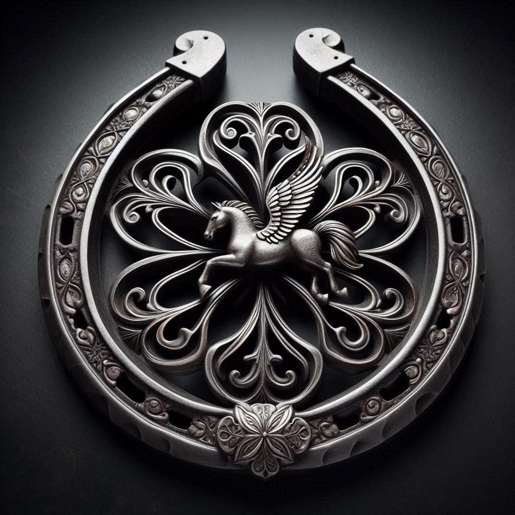 Winged unicorn horseshoe