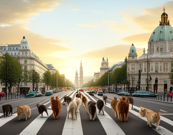 cats protest against traffic in Vienna - AI Generated Artwork ...