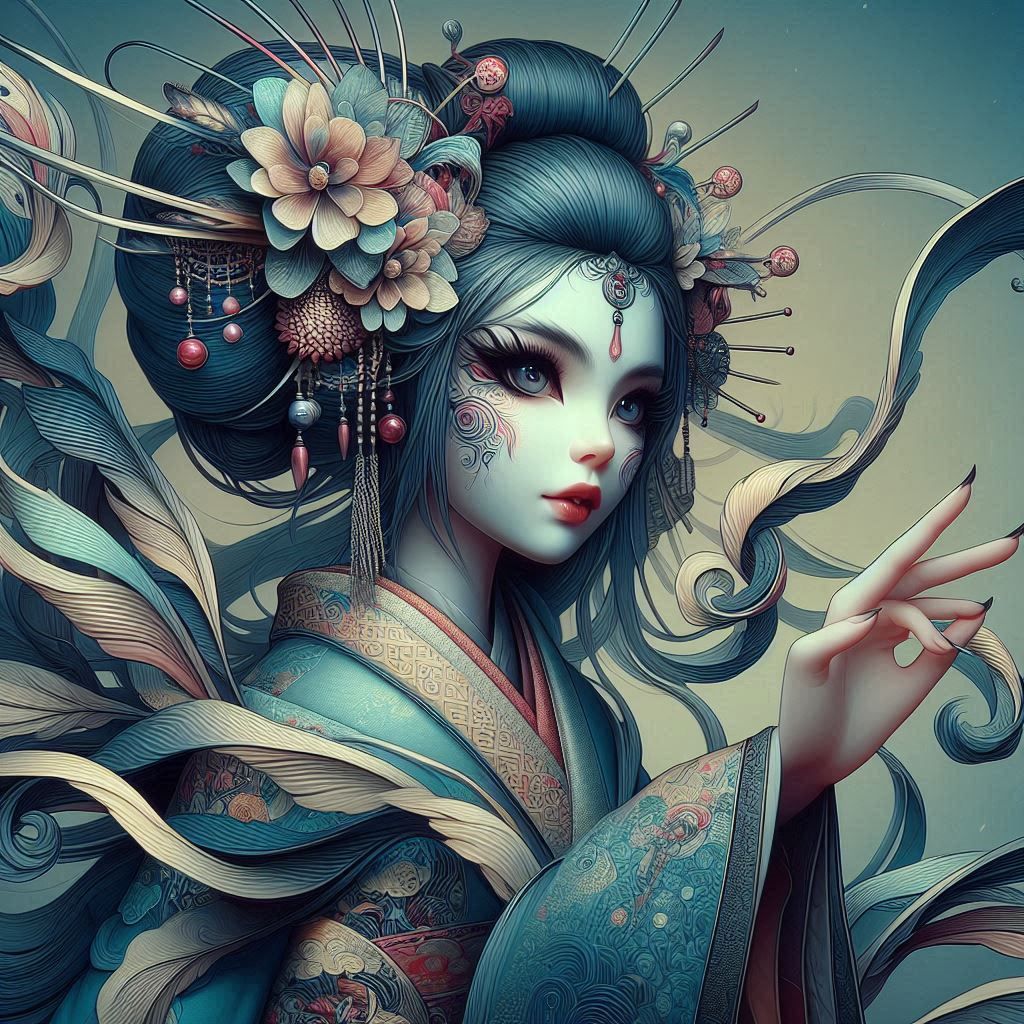 double exposure beautiful fantasy DALL-E 3 portrait landscap...