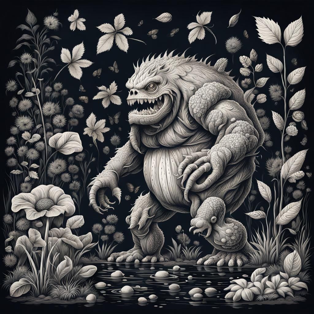 Elegant Swamp Plant Monster Amidst Falling Leaves