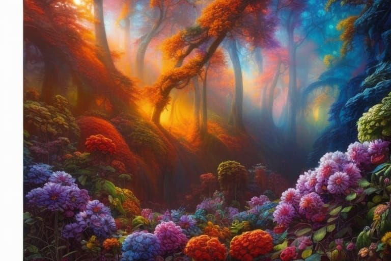 Flowery forest - AI Generated Artwork - NightCafe Creator