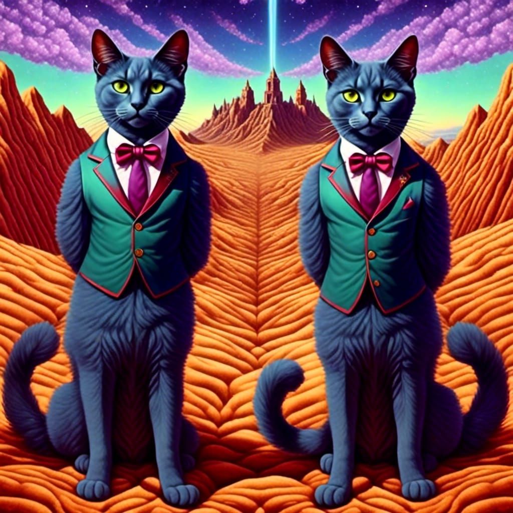 Psychedelic cat brothers - AI Generated Artwork - NightCafe Creator