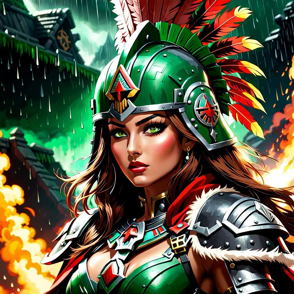 Warhammer 40k, Space Marine, beautiful woman, Hande Erçel, tanned skin ...