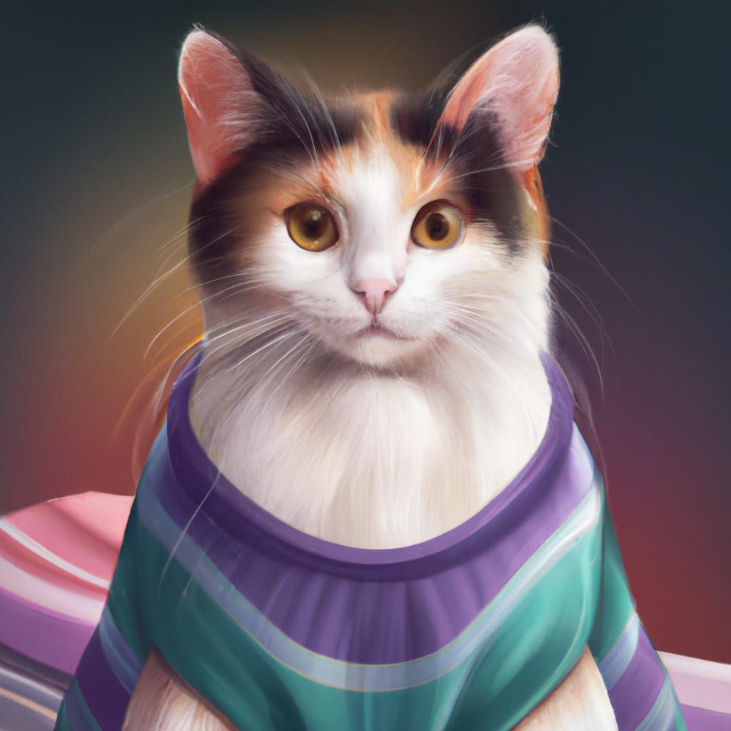 Calico Cat Wearing A Sweater - Ai Generated Artwork - Nightcafe Creator