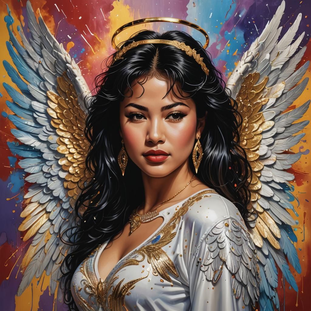 Selena Quintanilla Perez with Angelic Wings in Hyperrealisti...