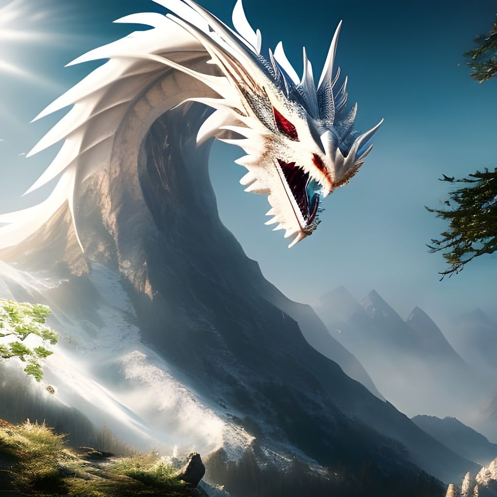 Ethereal White Dragon in Dazzling Light