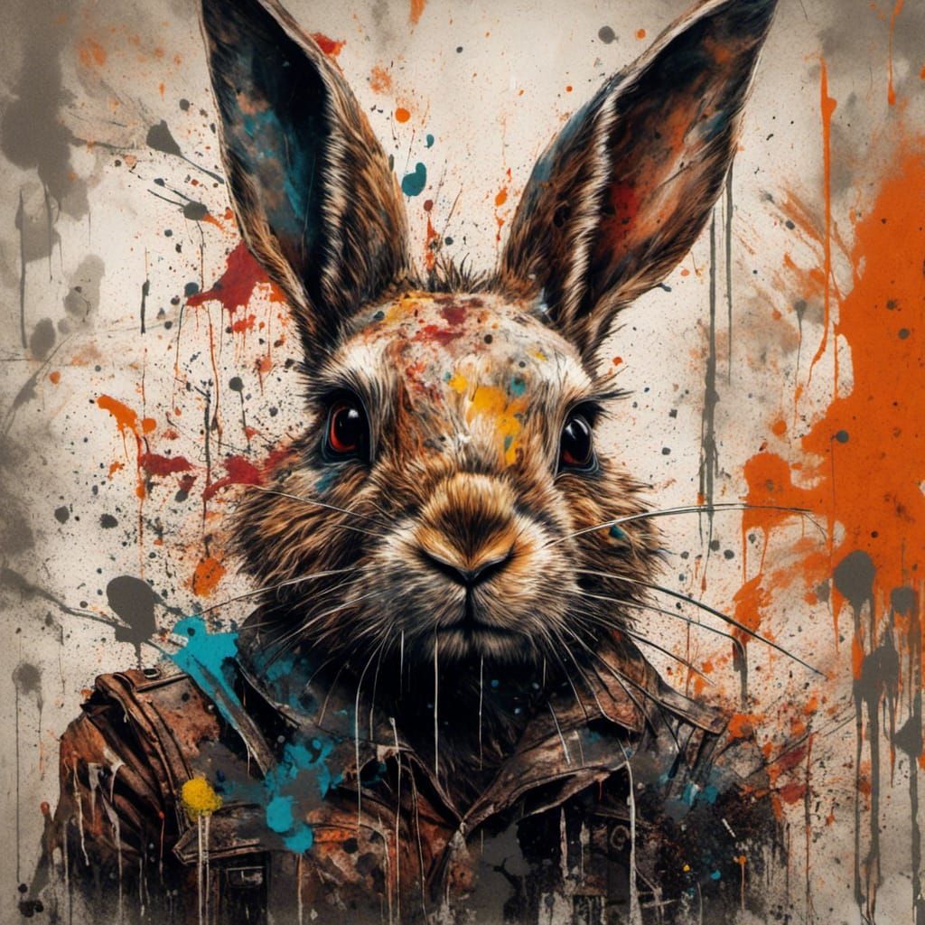 Mad Max Easter Rabbit in Grim Graffiti Art