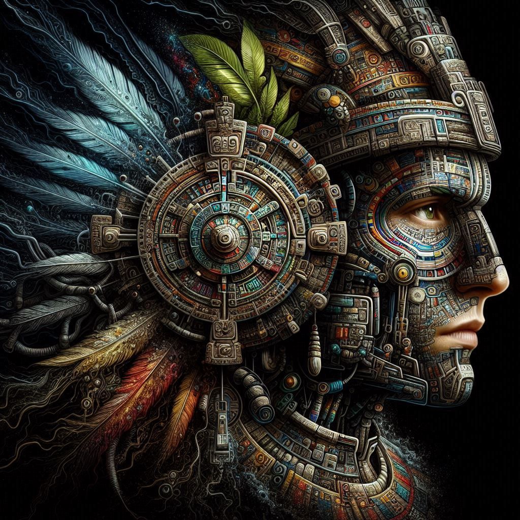 Aztec Man Wearing Jewelry Made in Fire 3