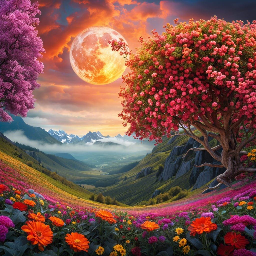 In The Valley Of Flowers And Colors! AI Generated Artwork NightCafe