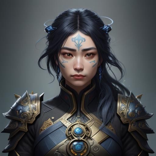 Ethereal Ninja Maiden in Alphonse Mucha Style