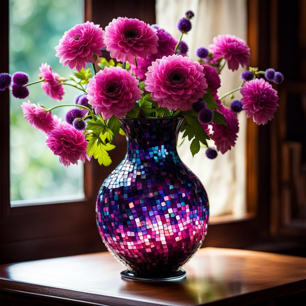 In A Mosaic Purple Vase