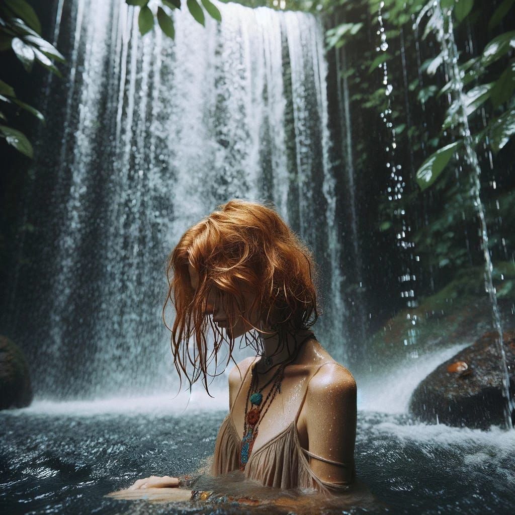 Romanesque Bohemian Beauty in Waterfall