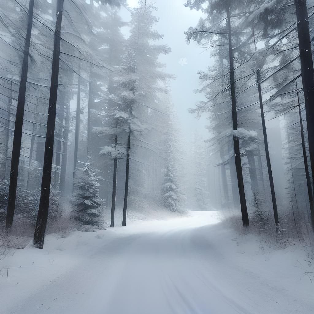 Frosty Winter Scene in a Minimalist Style