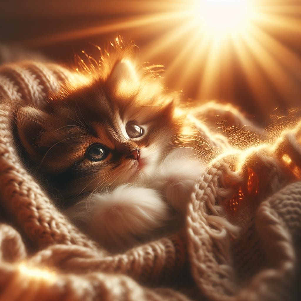 Golden Hour Kitten in Cozy Warmth