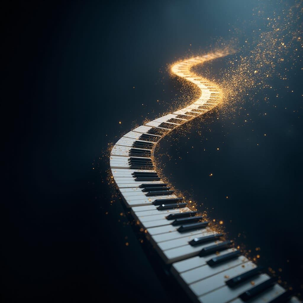 Winding Piano Keyboard to Light: Digital Art