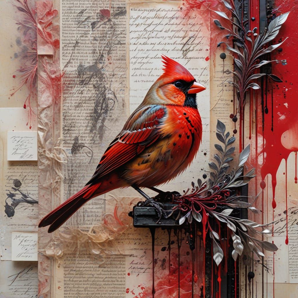 A Red Bird  by @Deezigns