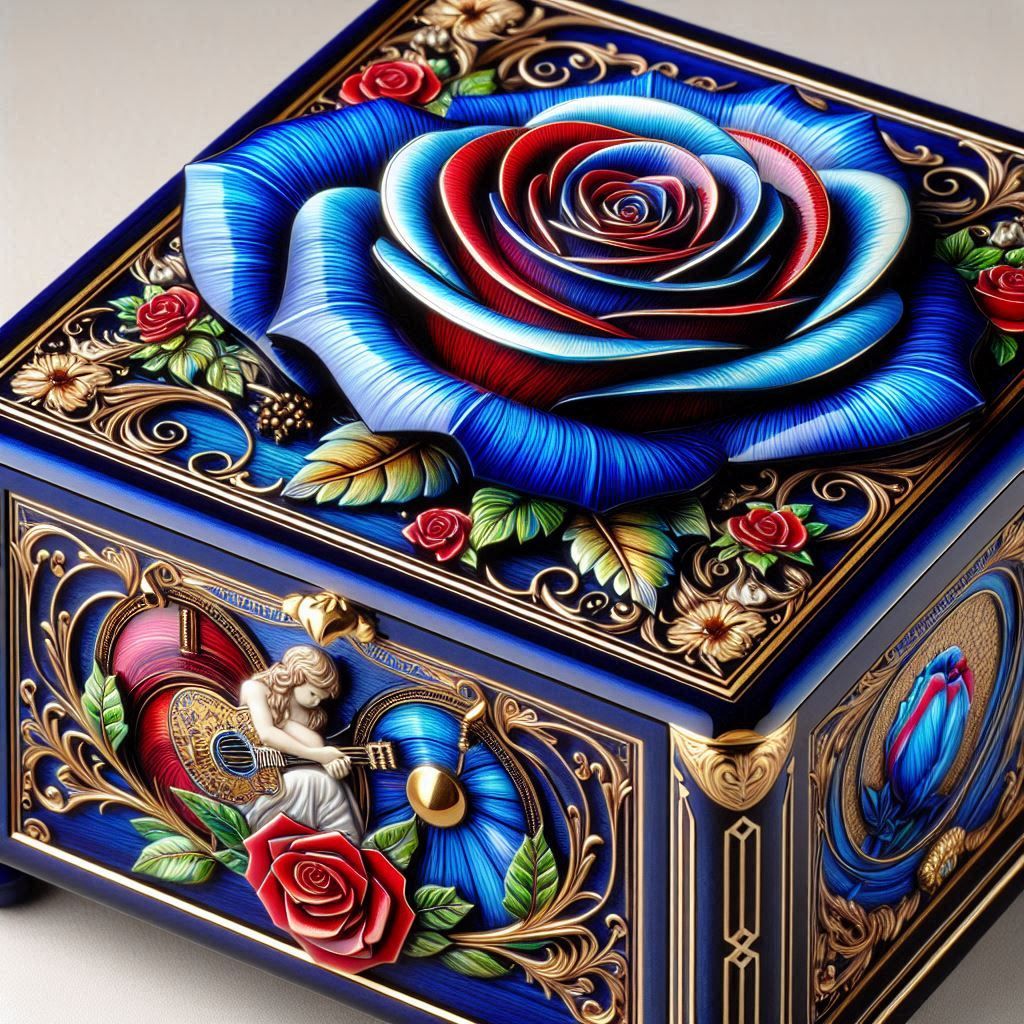 Decorative Music Box Red Rose 3