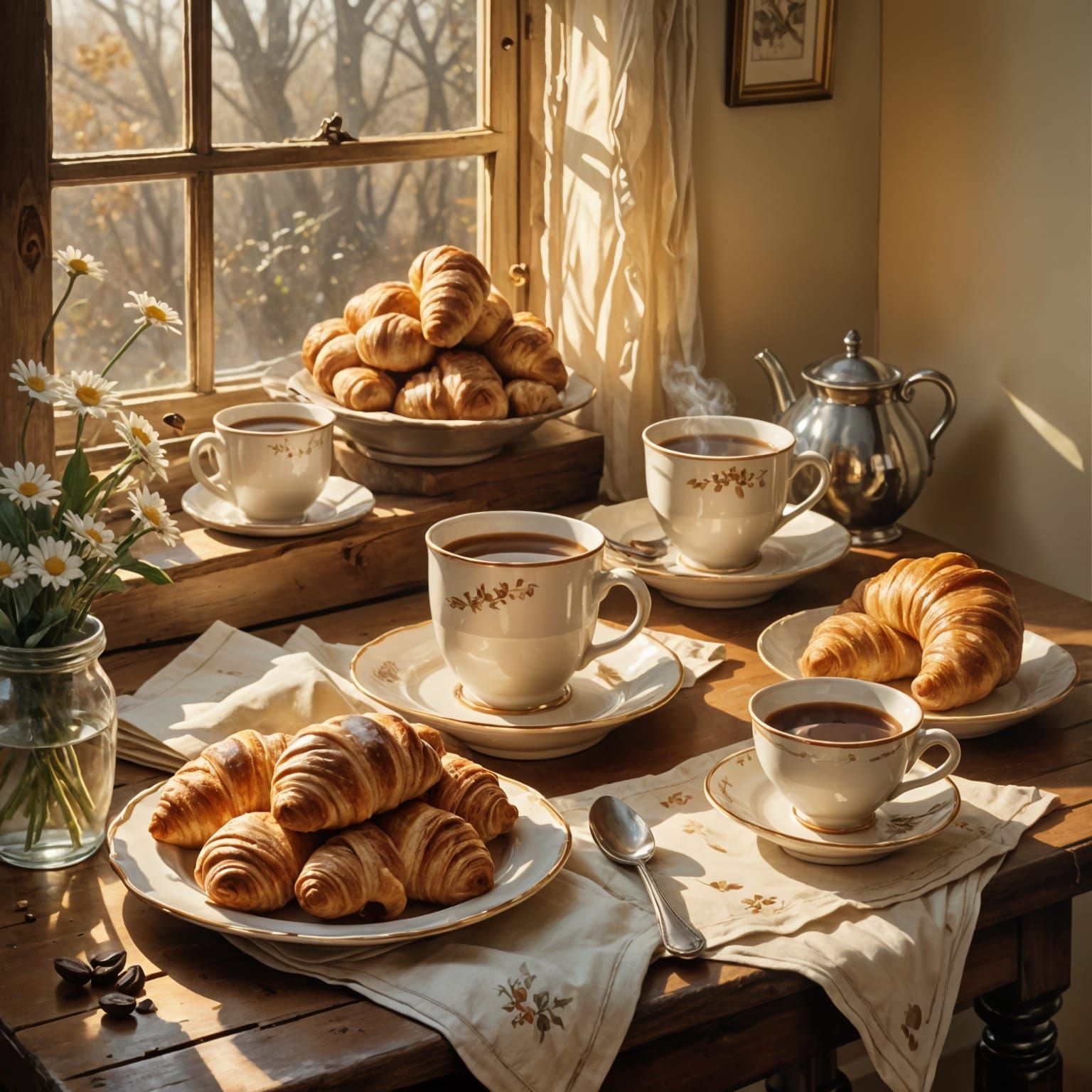 Coffee and croissants  by @potrzebie 