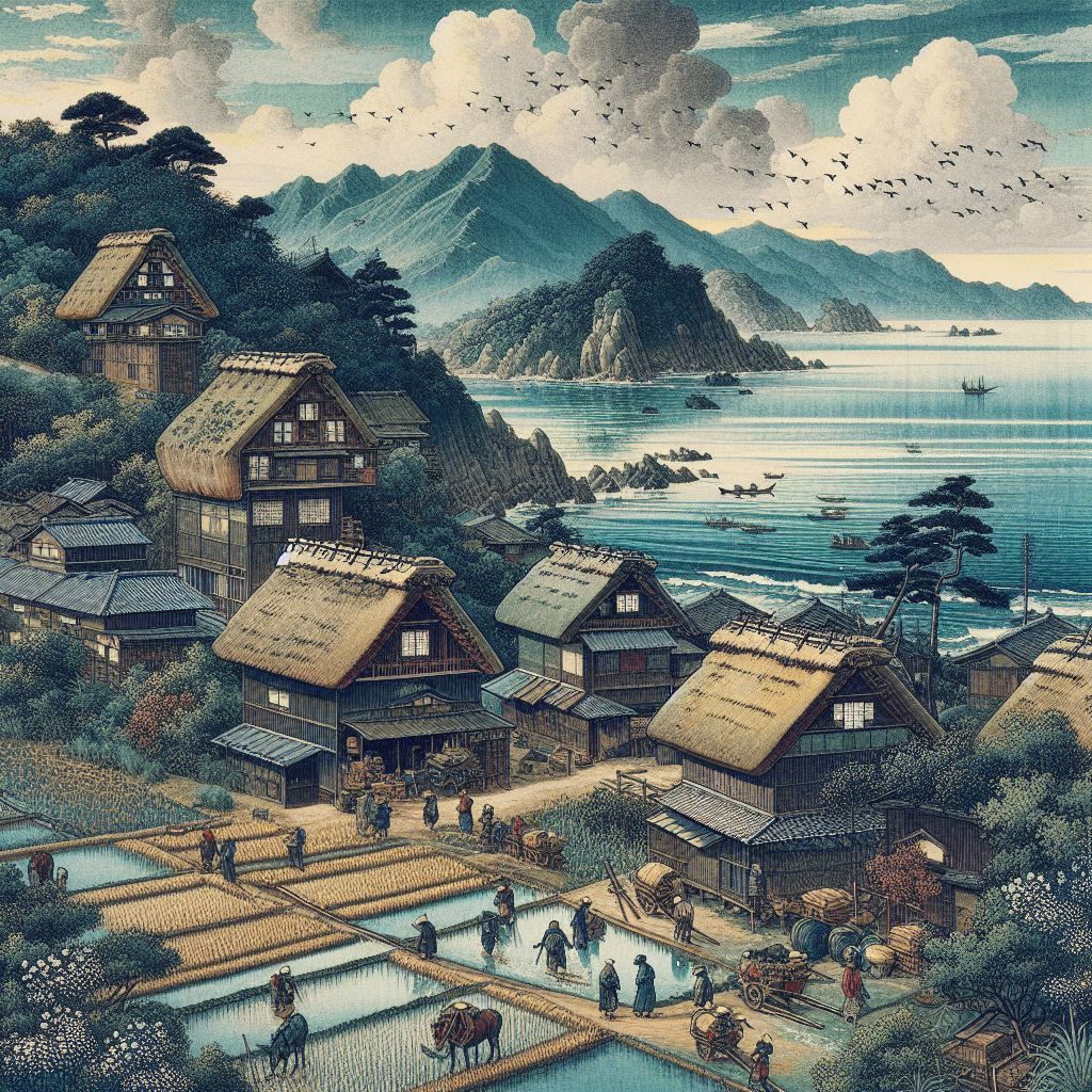 Japanese village by the sea