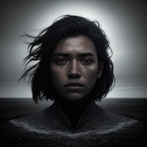 Young Student Standing on Earth's Surface in Cinematic Portr...