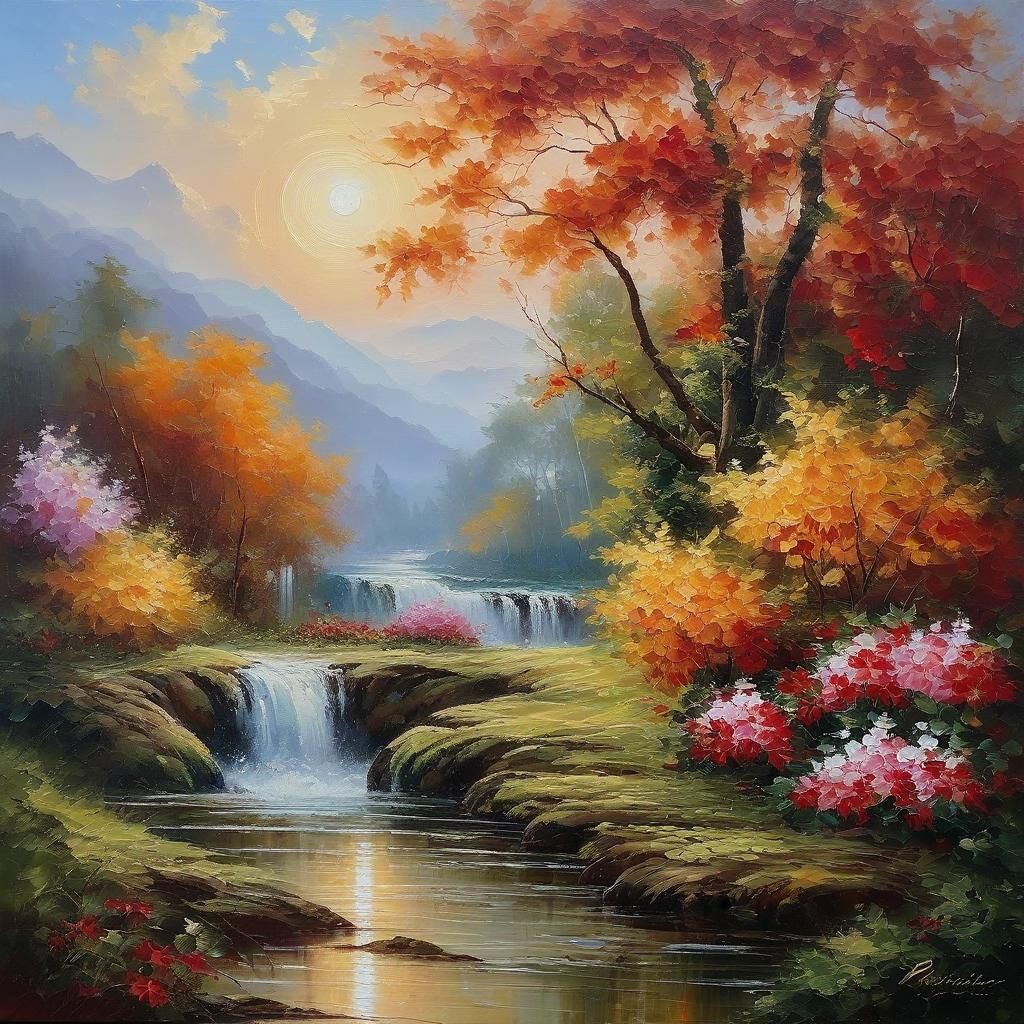 Whimsical Oceanic Dreamscape with Intricate Oil Paint and So...