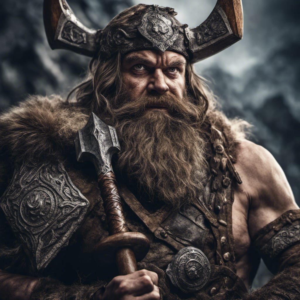 Portrait of a Mountain Dwarf barbarian holding a greataxe - AI ...