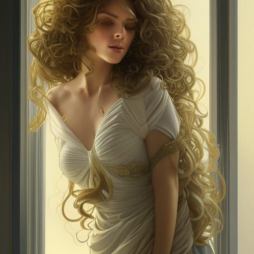 Elegant Woman in Triadic Colors Concept Art Portrait